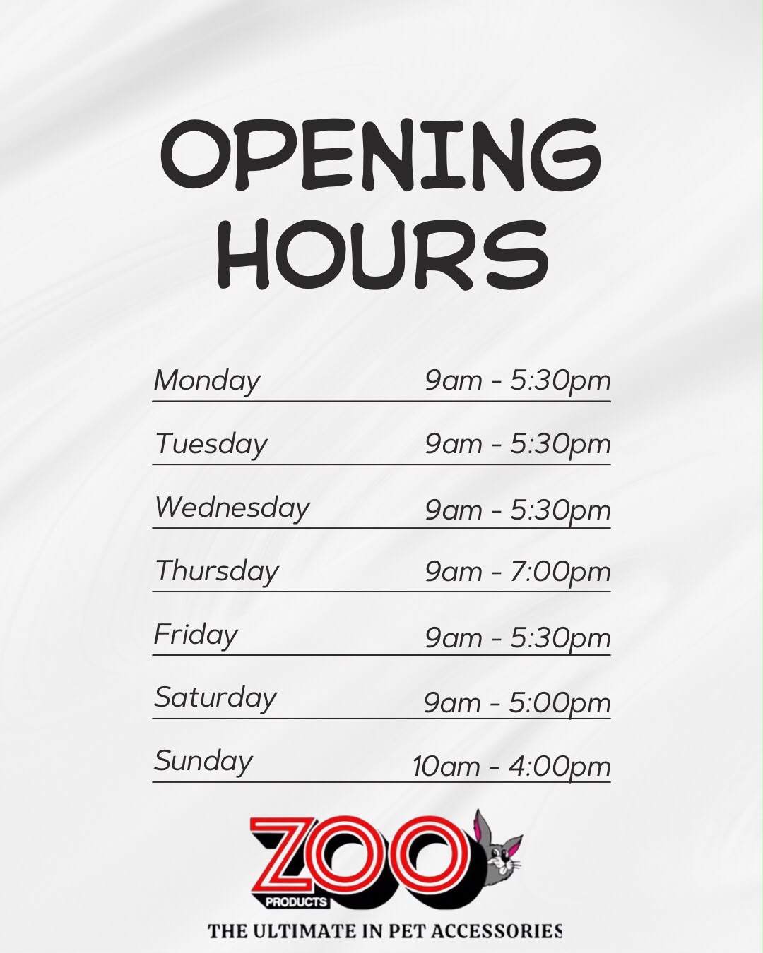oPENING hOURS